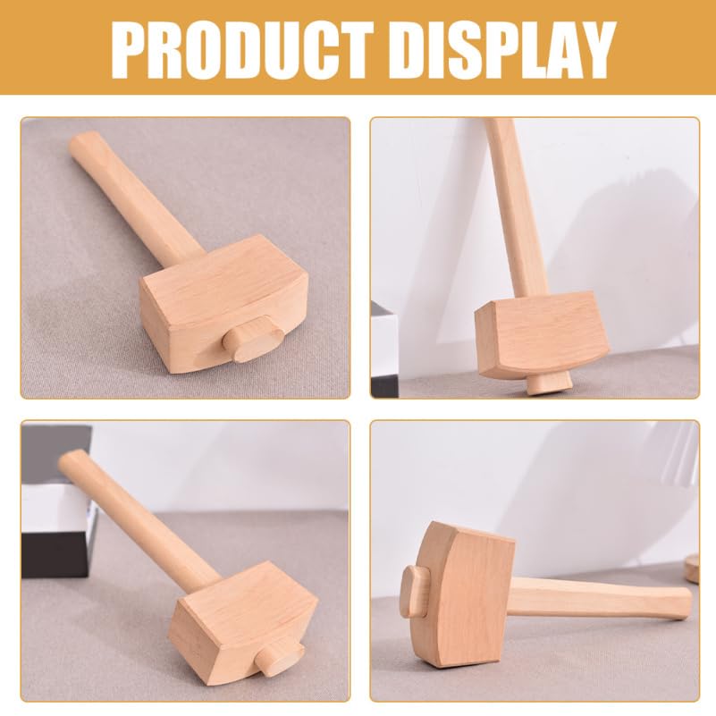SEWACC Wooden Mallet for Woodworking and DIY Projects Beech Wood Handle Hammer with Ergonomic Grip Compact
