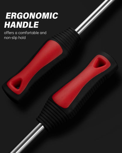 ROTATION 14.5" Steel Tire Spoons Tool Set, 6-Piece Tire Iron Kit, Professional Tire Removal Tools for Motorcycle Dirt Bike Scooter, Include 3 Tire Spoons, 2 Rim Protector, 1 Valve Tool, 6 Valve Cores