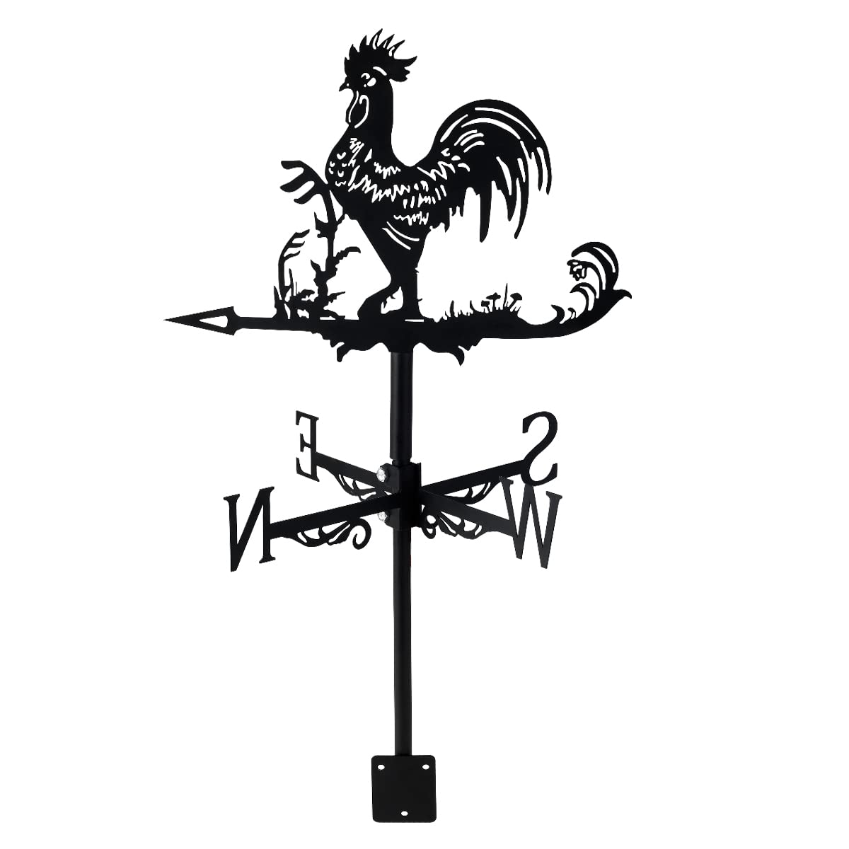 Abizarch Metal Rooster Shape Weathervane, Roof Mount Weather Chicken Wind Vane Direction Indicator,Outdoor Scene Garden Chicken Weather Vane Ornament for for Shed Farmhouse Yard Patio Decor (Rooster)