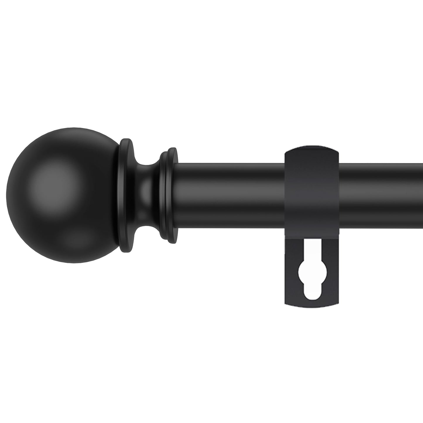 Poskena Curtain Rods for Windows 66 to 120” - 5.5 to 10 Feet - Black - Stainless Steel - Smooth Finish