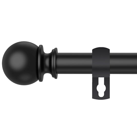Poskena Curtain Rods for Windows 66 to 120” - 5.5 to 10 Feet - Black - Stainless Steel - Smooth Finish