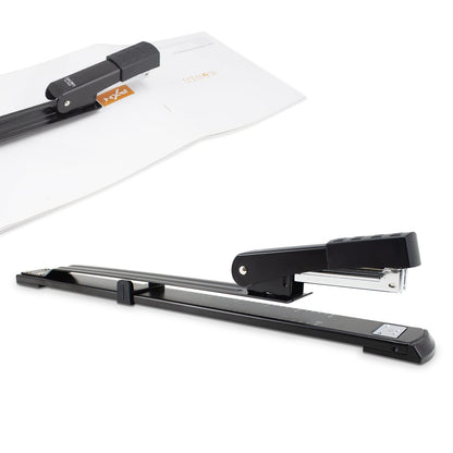 Deli Long Reach Stapler, Booklet Stapler with Jam Resistant, 25 Sheet Capacity, Long Arm Standard Stapler for Booklet, Book Binding, Art Journaling, Black, Gifts