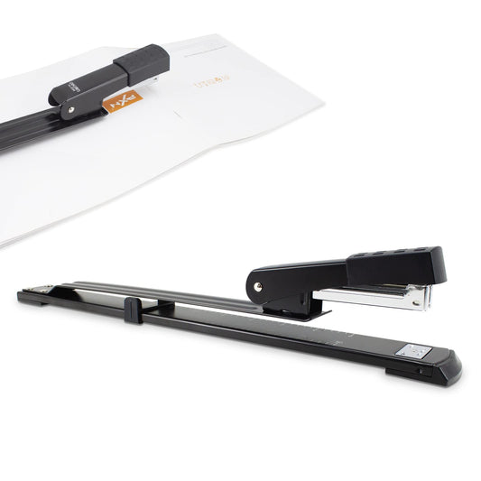 Deli Long Reach Stapler, Booklet Stapler with Jam Resistant, 25 Sheet Capacity, Long Arm Standard Stapler for Booklet, Book Binding, Art Journaling, Black, Gifts