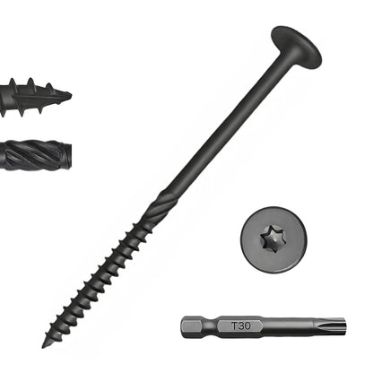 #14 x 4-1/2 Inch Heavy-Duty Outdoor Deck Screws, 50Pcs Star Drive Deck Screws,Features a Star Drive Design That, Rust Resistant Timber Screws for Timber/Log/Landscaping Wood-Black
