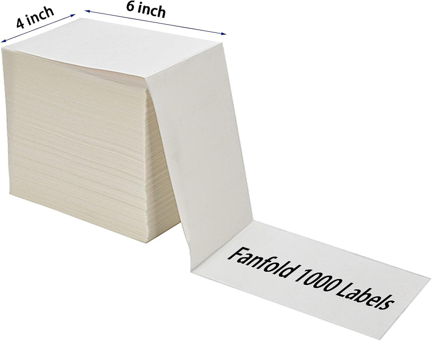 BESTIKER 4”x6” Direct Thermal Labels Pack of 1000, Commercial Grade Fan-fold Shipping Labels for Thermal Printers Compatible with Zebra & Rollo, Permanent Adhesive Label Paper 1 Pack Total