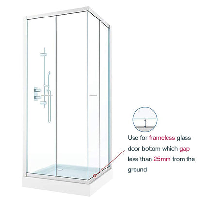 Queenbox Shower Door Waterproof Strip Sweep Bottom Seal Wipe Drip Rail Windproof 25MM Extended Water Retaining Edge