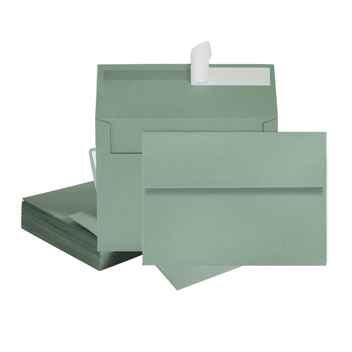 BEANPRECOY 100 Pcs A7 Envelopes, Self-Adhesive Envelopes, 5x7 Envelopes, Printable Invitation Envelopes for Weddings Invitations, Party Invitations, Photos, Postcards, Greeting Cards (Sage Green)