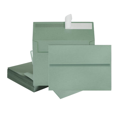 BEANPRECOY 100 Pcs A7 Envelopes, Self-Adhesive Envelopes, 5x7 Envelopes, Printable Invitation Envelopes for Weddings Invitations, Party Invitations, Photos, Postcards, Greeting Cards (Sage Green)