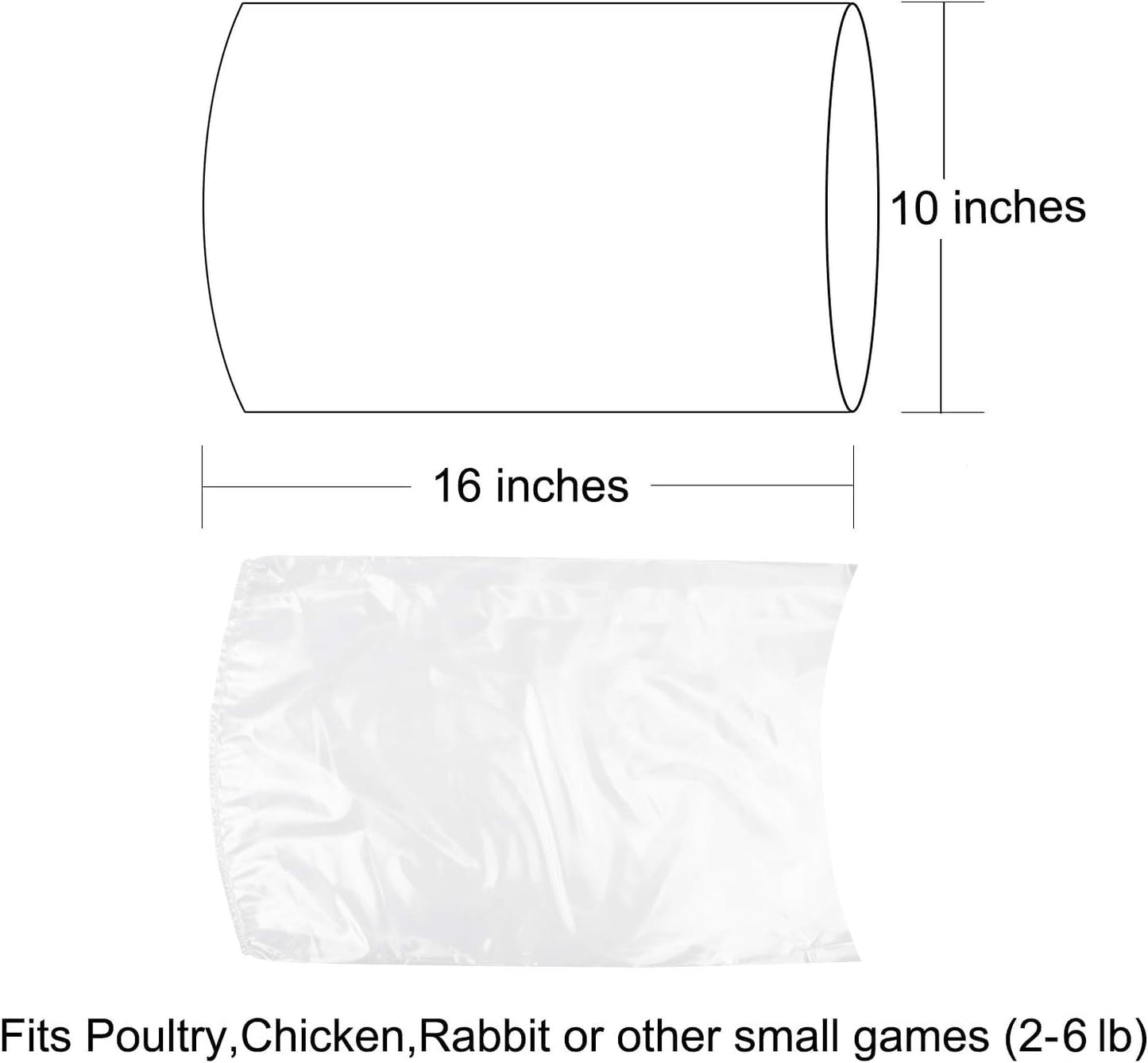 Poultry Shrink Wrap Bags,50 Pack Clear Poultry Heat Shrink Bags 10x16 Inches Freezer with 50 Zip Ties,a Silicone Straw for Chickens,Rabbits