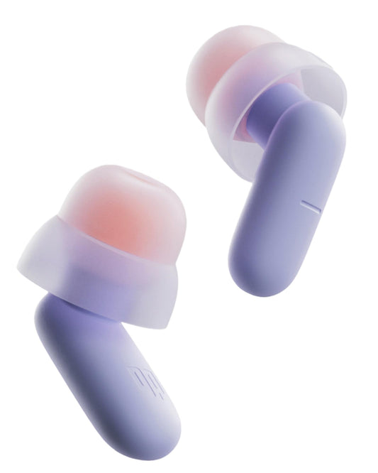 QubitPulse Dream Ear Plugs for Sleeping Ultra-Comfort, Side Sleeper Earplugs with Soft Patented Qufits Eartips, Reusable Silicone Ear plugs for Sleep, Focus, Study, 23dB Noise Reduction - Violet