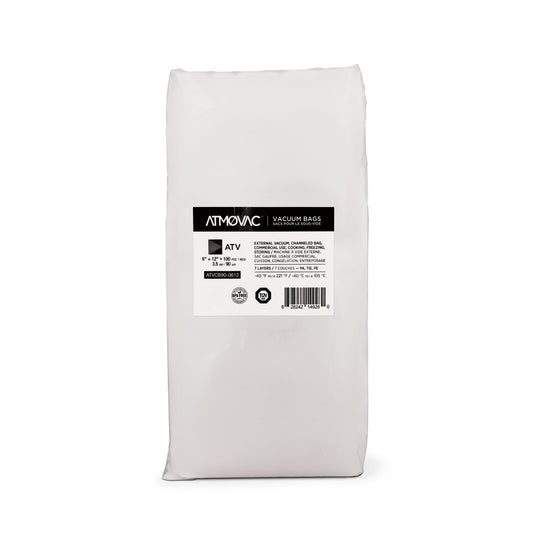 Atmovac ATVCB Channeled Vacuum Sealer Bags for Sous Vide 6" x 12" – 100 Bags – -40°F to 221°F – For Chamber & External Sealers – BPA-Free Food Storage