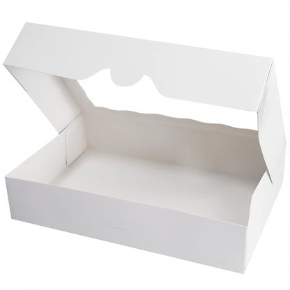 White Pastry Bakery Box 14x10x3inch,Large Donuts,Muffins,Cookies Boxes with PVC Window - Auto-Pop up Paper Box Nature Cardboard Take Out Container,Pack of 15 (White, 15)