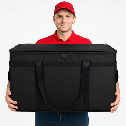 Bodaon Insulated Food Delivery Bag, XXXL Pizza Delivery Bags for Hot and Cold Food, Commercial, Large Capacity Reusable Warming Bag, Catering Cooler Bag for Doordash, Warmers for Parties (Black, 1Pk)