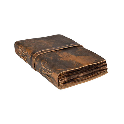 Wanderings Vintage Leather Journal with Burned Edge Paper - 6"x9" (15x23cm) - Rustic Antique Notebook Perfect for Writing a Book of Shadows Journal a Grimoire Sketching Drawing as a Diary