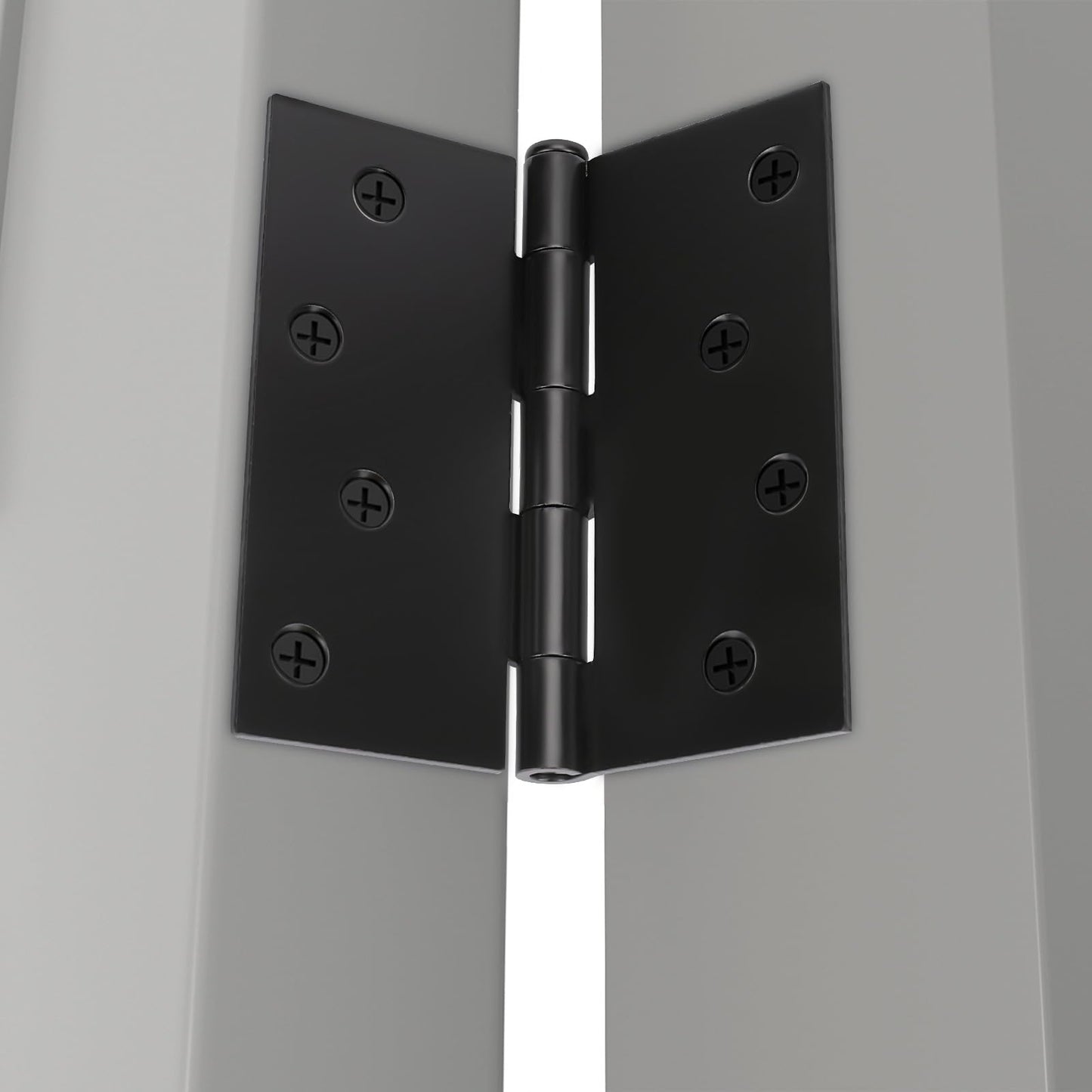 goldenwarm 6pack 4 x 4 Inch Matte Black Door Hinges Exterior and Interior Door Hinges with Square Corners