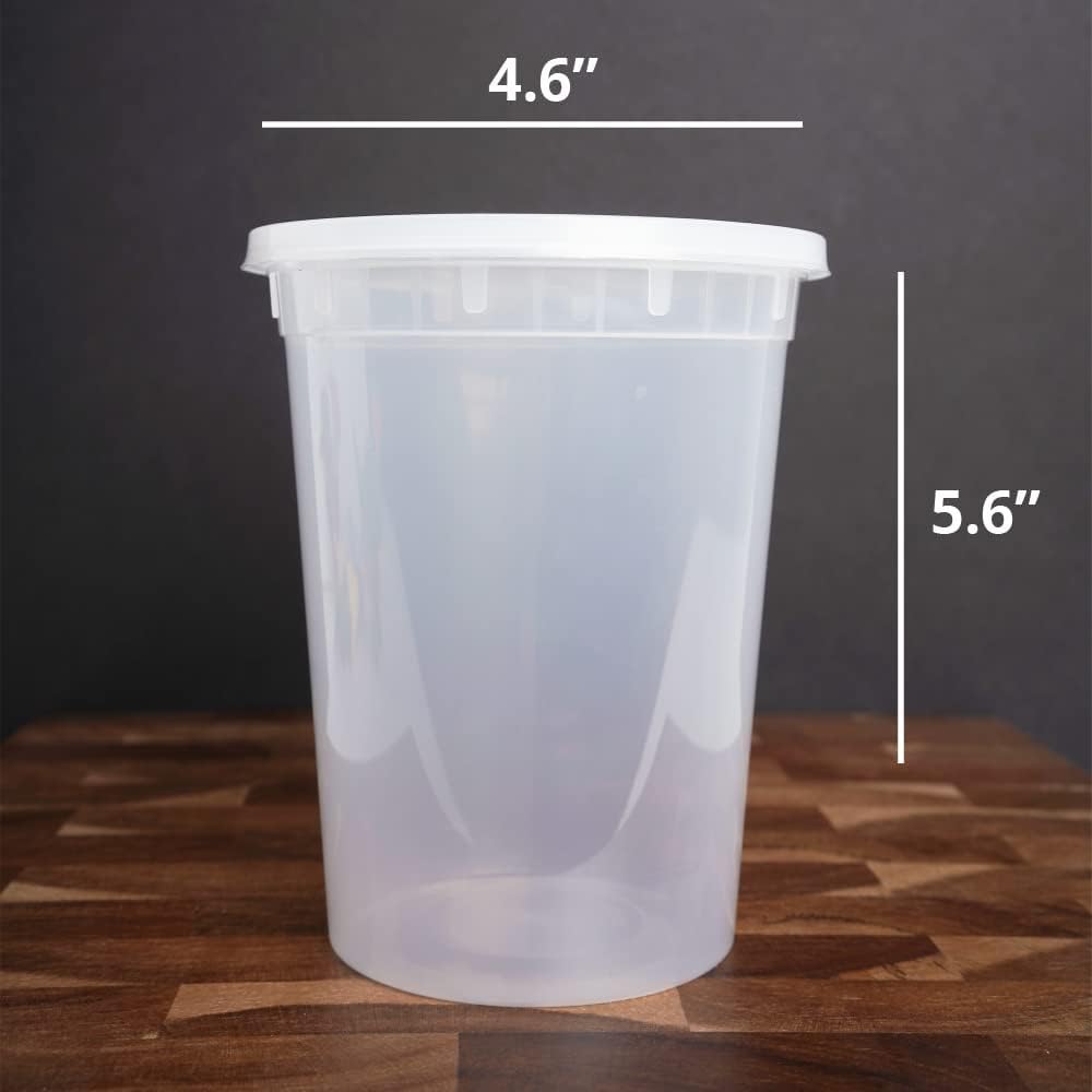 Deli Food Containers with Lids - 24 Sets 32 oz Airtight Food Storage Containers, Freezer/Dishwasher/Microwave Safe, Soup Containers For Takeout Meal Prep Storage