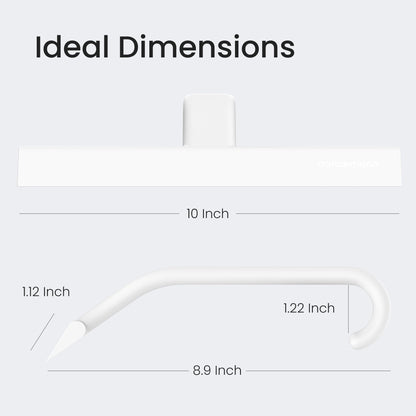 dancemoon JustHang Shower Squeegee for Glass Doors, All-One-Piece Silicone with Built-in Hook Design for Easy Hanging, Household Window Mirror Squeegee for Bathroom, Glass, Tile Wall,Car 10-Inch White