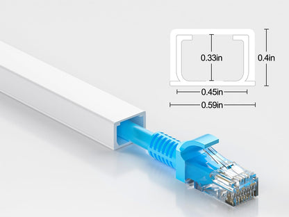 Yecaye 250" Cable Concealer, 16 Pack Cord Hider Wall Cable Management System, Paintable PVC Wire Cover Raceway Kit for a Power Cord, Ethernet Cable, Speaker Wire, Each L15.7in, W 0.59in H 0.4in, White