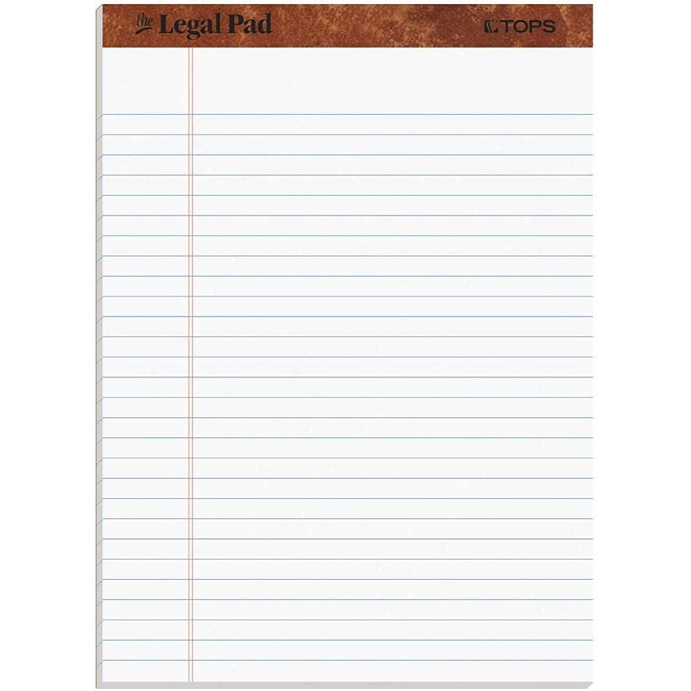 Tops Legal Pads, 8.5 x 11.75 Inch, Wide Ruled, White Paper, 50 Sheets per Pad, 12-Pack, Perforated Pages for Easy Tear-Out, Letter Size Notepads for Office or School