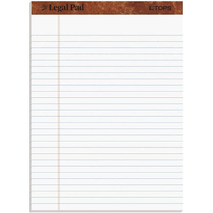 Tops Legal Pads, 8.5 x 11.75 Inch, Wide Ruled, White Paper, 50 Sheets per Pad, 12-Pack, Perforated Pages for Easy Tear-Out, Letter Size Notepads for Office or School