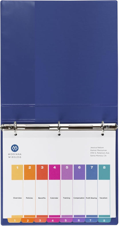 Avery Ready Index Table of Content Dividers for Laser and Inkjet Printers, 8 tabs, Multi-Colour, 6 Sets, (11189)