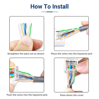 ZOERAX 20-Pack Cat6 Tool-Less RJ45 Keystone Jack, No Punch-Down Tool Required Module Coupler (Not Compatible with Patch Panel), White