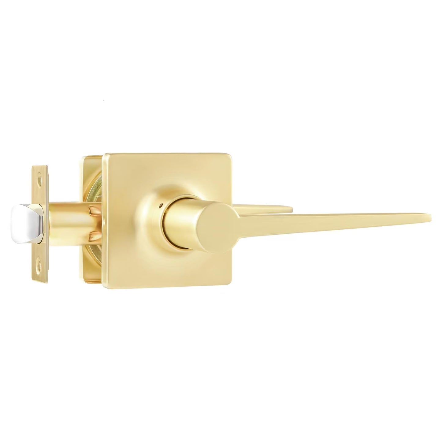 Leydebong 1 Pack Gold Door Lever Modern Brushed Door Knobs Keyless Hallway Closet Passage Door Levers for Interior Door Use