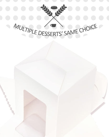 Cupcake Boxes Individual 60pcs Cupcake Holders Disposable White Single Cupcake Boxes with Window 3.6x3.6x4.3 inch Cupcake Containers