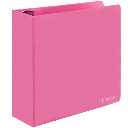3 Inch Binder 3 Ring Binders Pink, Slant D-Ring 3” Clear View Cover with 2 Inside Pockets, Heavy Duty Colored School Supplies Office and Home Binders – by Enday