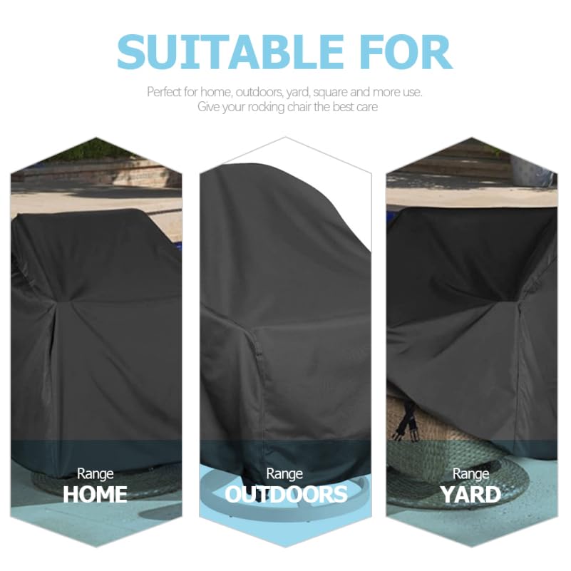 DECHOUS Outdoor Rocking Chair Cover Waterproof Heavy Duty Patio Chair Cover for Outdoor Patio Lawn Garden Furniture, 35.8x32.6x27.5 Inch