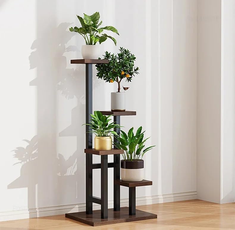 Plant Stand Indoor 4 Tier 5 Potted Multiple Plant Shelf Stands for Garden Corner Balcony Living Room Black