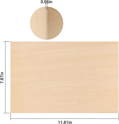 20 Pieces Basswood Sheets Thin Unfinished Plywood Wood Sheets for Craft DIY Project 1/16 ×8×12 Inch