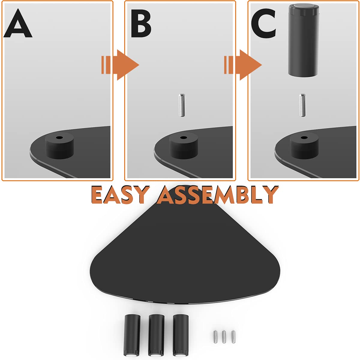 Tempered Glass Computer Monitor Riser | Triangle Save Space Desktop Corner Stand for Computer Monitor & Laptop Black HD01B-003