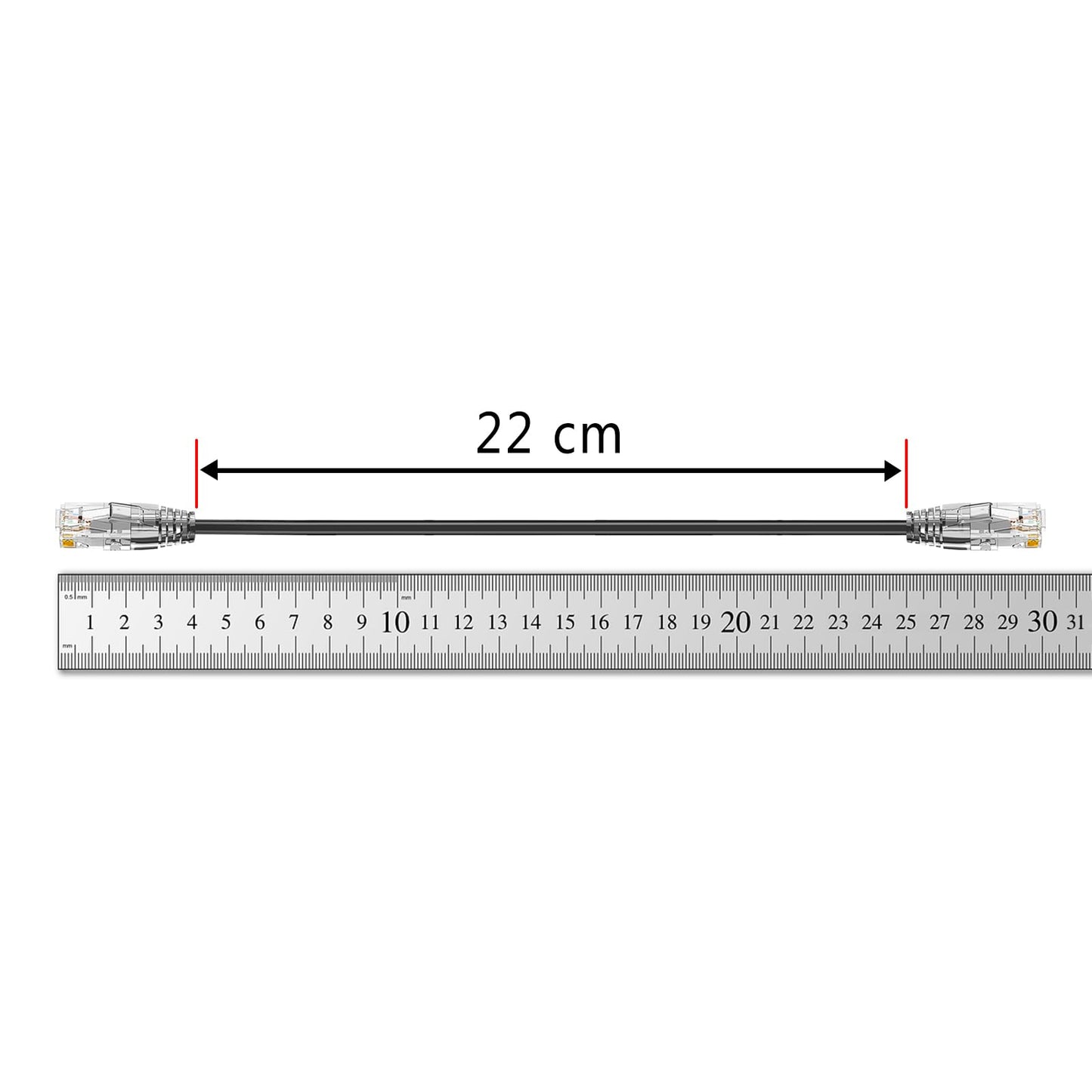 Cat6a Patch Cable 1FT - 24 Pack, Ercielook Cat6a Ethernet Cable, 10Gbps 550Mhz High Speed Network Cable, 28AWG Pure Copper Short LAN Cord for Patch Panel/Network Cabinet - Black