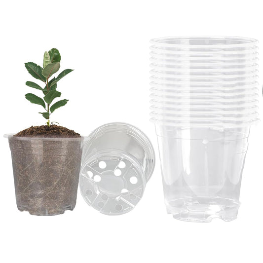 Clear Nursery Pots 20PCS 6" Plastic Plant Pot Transparent Flower Pots Seed Pot Starter Pot for Seedling Nursery Supplies Grow Pot Planter Flower Pot Container for Seedling Cultivation(Clear)