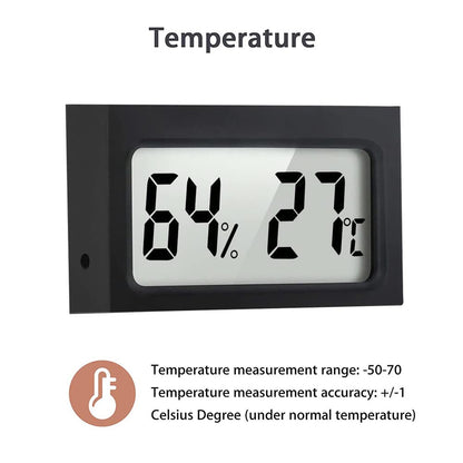 Rojuna 10-Pack Mini Thermometer Hygrometer, Large Number Small Digital Electronic Temperature Humidity Meters Gauge Indoor LCD Display Celsius for Greenhouse, Garden, Cellar, Fridge, Mason Jar