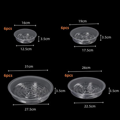 24 pcs Clear Plastic Plant Saucer Drip Trays,Large Plant Plate Dish 6, 8, 10, 12 Inches Pot Saucers Flower Pot Set, for Indoor Flower Pots and Planter