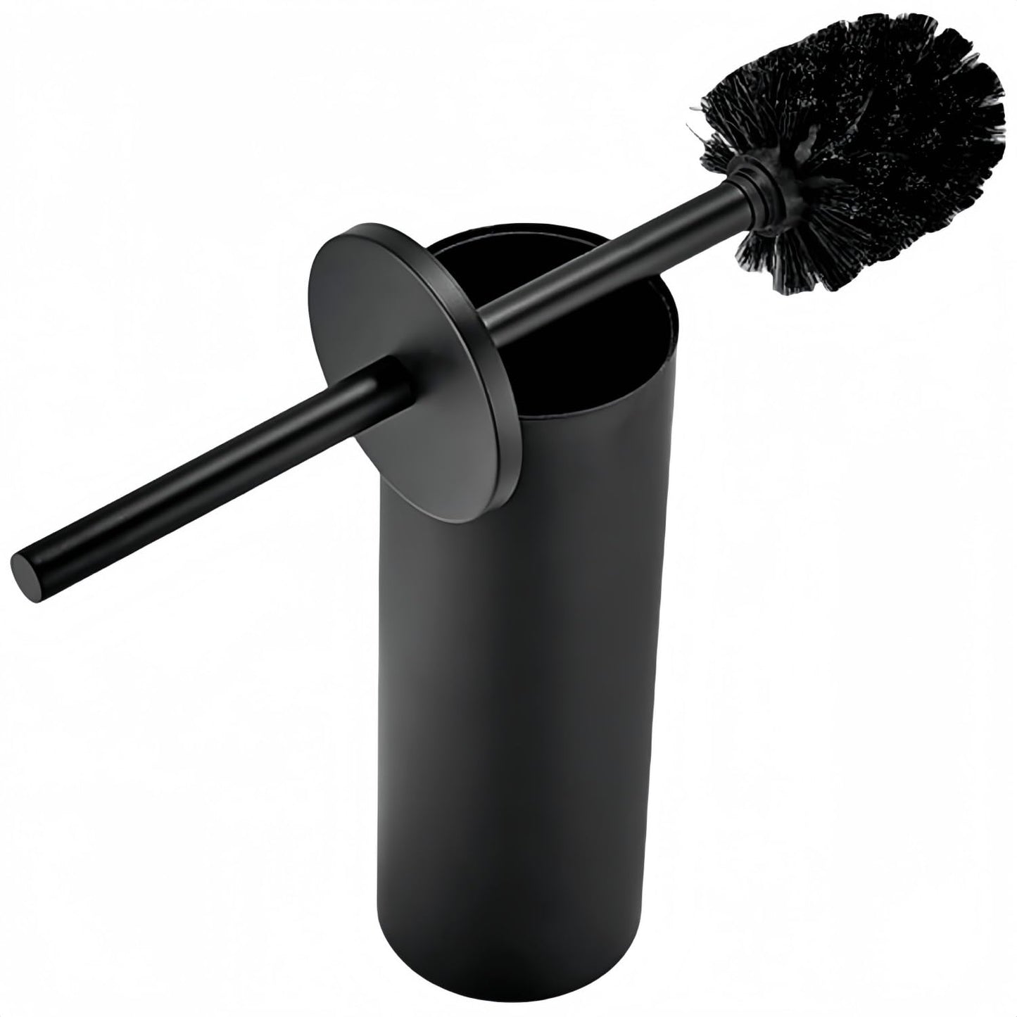Standing Toilet Brush,Toilet Bowl Brush Holder Set,Bathroom Deep Cleaning Toilet Scrubber Rim Cleaner,304 Stainless Steel Toilet Clean Decorative Accessories for Toilet Cleaning (Matt Black) ﻿