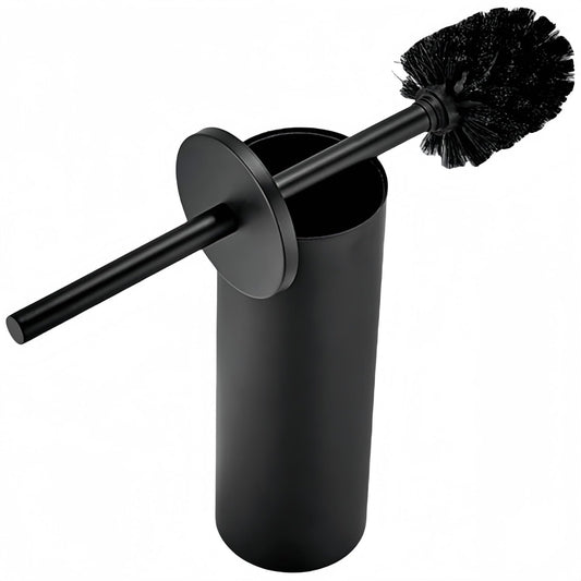 Standing Toilet Brush,Toilet Bowl Brush Holder Set,Bathroom Deep Cleaning Toilet Scrubber Rim Cleaner,304 Stainless Steel Toilet Clean Decorative Accessories for Toilet Cleaning (Matt Black) ﻿