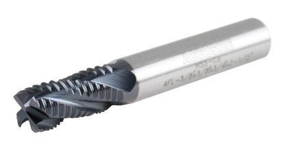 Accusize Industrial Tools 3/8'' Dia by 3/8'' Shk Dia Coarse Tooth M42 8% Cobalt Tialn Roughing End Mill, 3/4'' Flt Length, 2-1/2'' Oal, 1102-0038