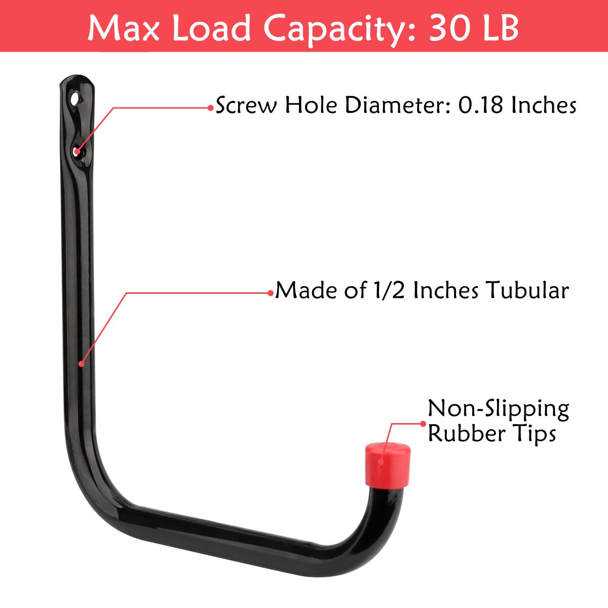 8 Pack Heavy Duty Garage Storage Utility Hooks, 6.7Inch/17cm Wall Hangers Ladder Hooks for Garden Tool, Bike, Chair, Hose, Outdoor or Indoor
