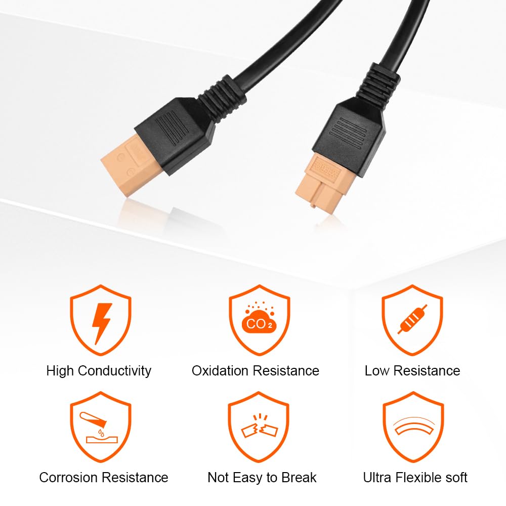 DOKIO XT60 Extension Cable 19.7 ft (6 m) for Flex Solar Panel Extension Setup with Male and Female