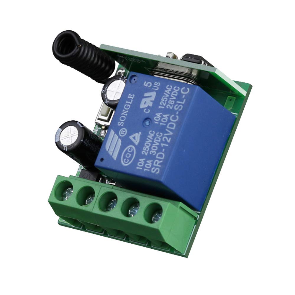 DC 12V Wireless Remote Control Switch, 433Mhz 10A 1CH Relay Remote Control Switch (2 Transmitter and 1 Receiver)，Transmitter for Various Wireless Controls