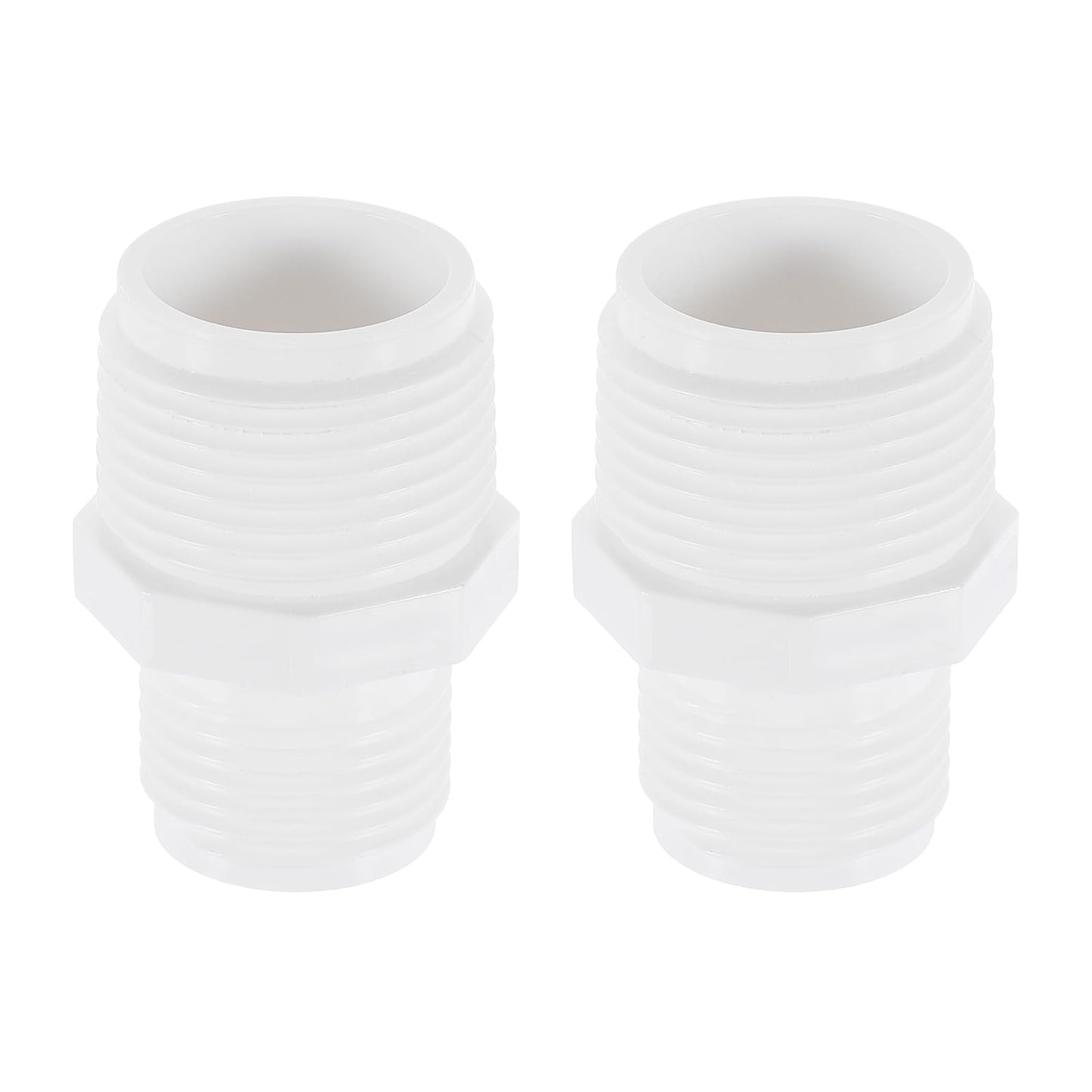 uxcell 2 Pcs Garden Hose Adapter, Male 1" NPT x 3/4" GHT Garden Hose Fitting Male Plastic Connector for Tank and Pool Pump Hoses, White