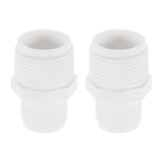 uxcell 2 Pcs Garden Hose Adapter, Male 1" NPT x 3/4" GHT Garden Hose Fitting Male Plastic Connector for Tank and Pool Pump Hoses, White