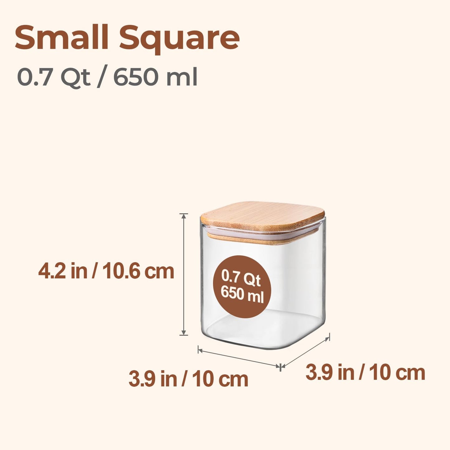 ComSaf 650ML Glass Food Storage Jars Set of 4, Small Glass Storage Containers with Lids, Pantry Organization Jar, Spice Jar, Blooming Tea, Candy and Cookie Container, Clear Canister Set for Kitchen