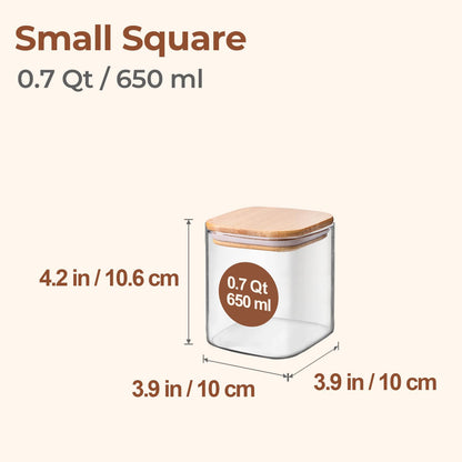 ComSaf 650ML Glass Food Storage Jars Set of 4, Small Glass Storage Containers with Lids, Pantry Organization Jar, Spice Jar, Blooming Tea, Candy and Cookie Container, Clear Canister Set for Kitchen