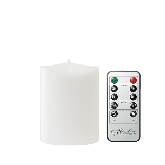 Stonebriar 3 Count White Real Wax 3x4 Flameless LED Pillar Candles with Remote and Timer