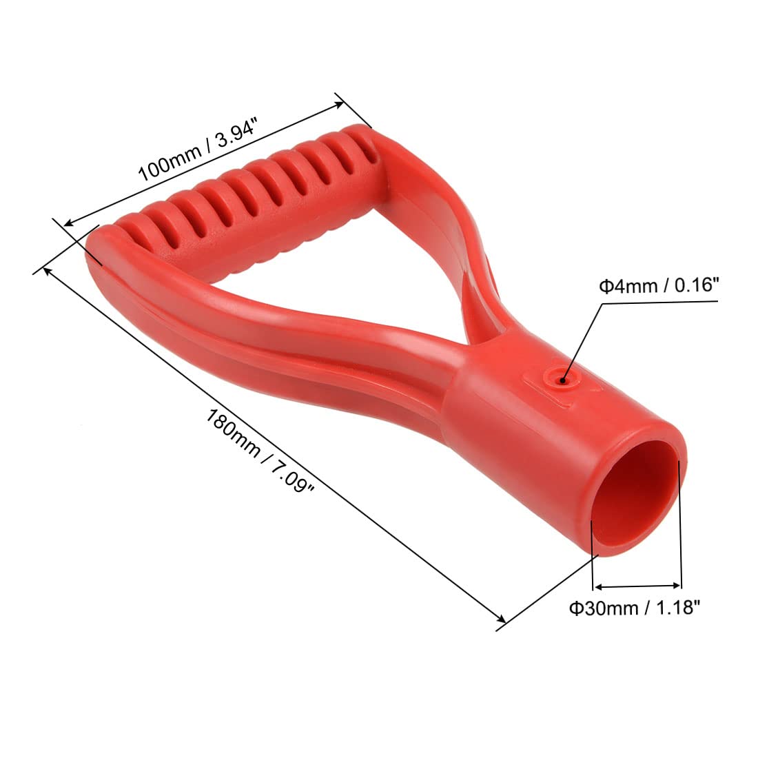 uxcell Shovel D Grip Handle, 30mm Inner Dia PVC for Digging Raking Tools Red 2Pcs