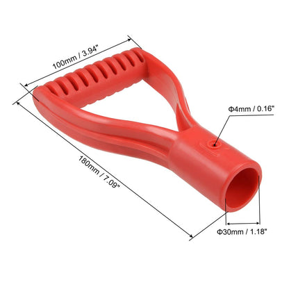 uxcell Shovel D Grip Handle, 30mm Inner Dia PVC for Digging Raking Tools Red 2Pcs